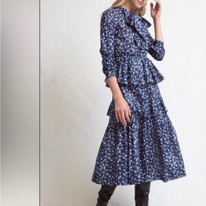 Warm clothing brand Blue Patterned checkered oasis Dress 1 small